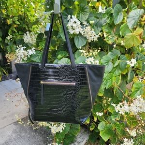 Vince Camuto Marge BlackTote Croc-Effect Front 2 shapes Bag